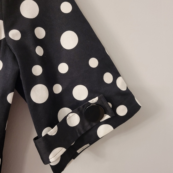 Stylish Polka Dot Trench Coat  Double Breasted Half Sleeve Mid Length Sz M - Picture 8 of 16